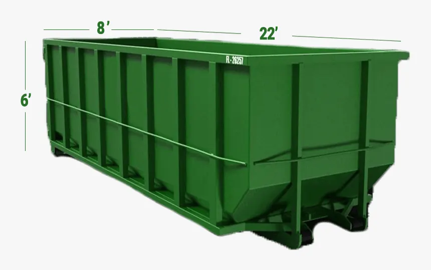 30-yard roll-off dumpster, 22 by 8 by 6 feet